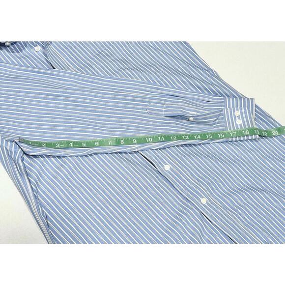 Croft & Barrow Men's Classic Fit Non-Iron Cotton Blue & White Stripes 15 32/33 - Picture 12 of 15
